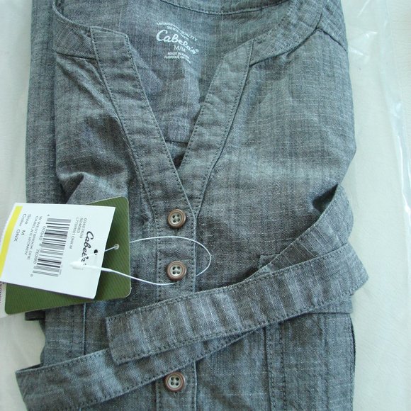 Gray Chambray Cabela's Dress Long Sleeve  Med NWT new light weight outdoor ready - Picture 16 of 16